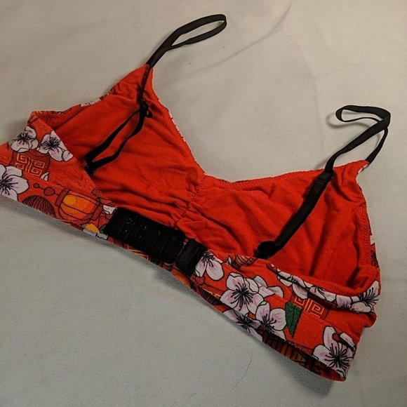 2 MeUndies Wireless Bras Green Clovers Orange Chinese Japanese Flowers Medium M - Picture 5 of 11